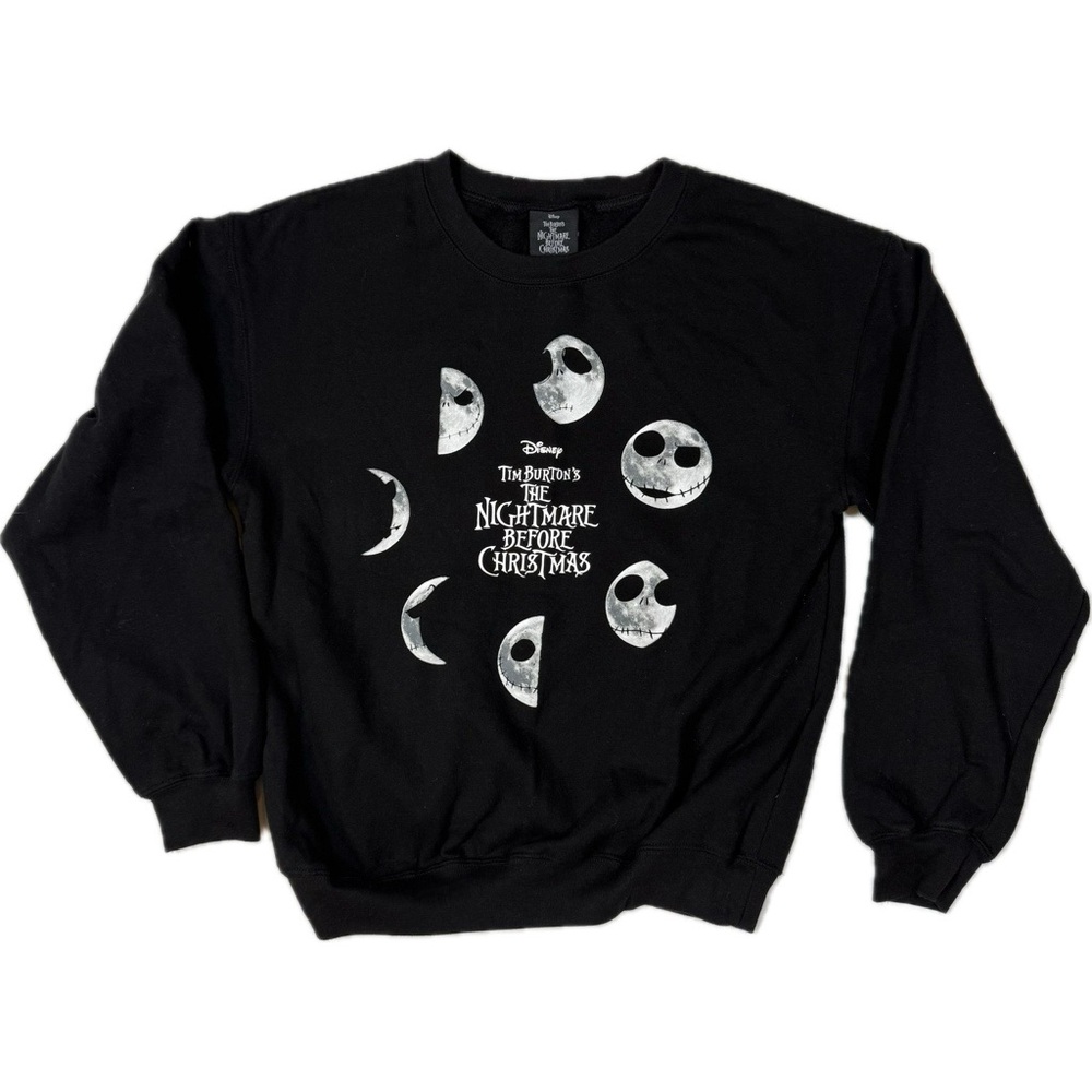 Disney Nightmare Before Christmas Black Crewneck Sweater Moon Phases Small